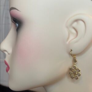 Smoky Quartz Floral Dangle Earrings set in 18kyg over 925 silver 1”